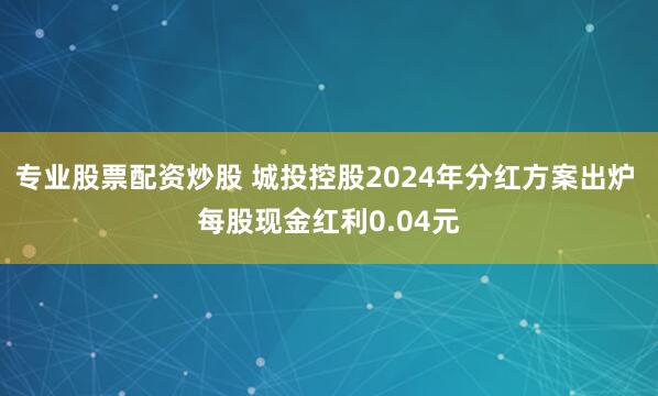 专业股票配资炒股 城投控股2024年分红方案出炉 每股现金红利0.04元